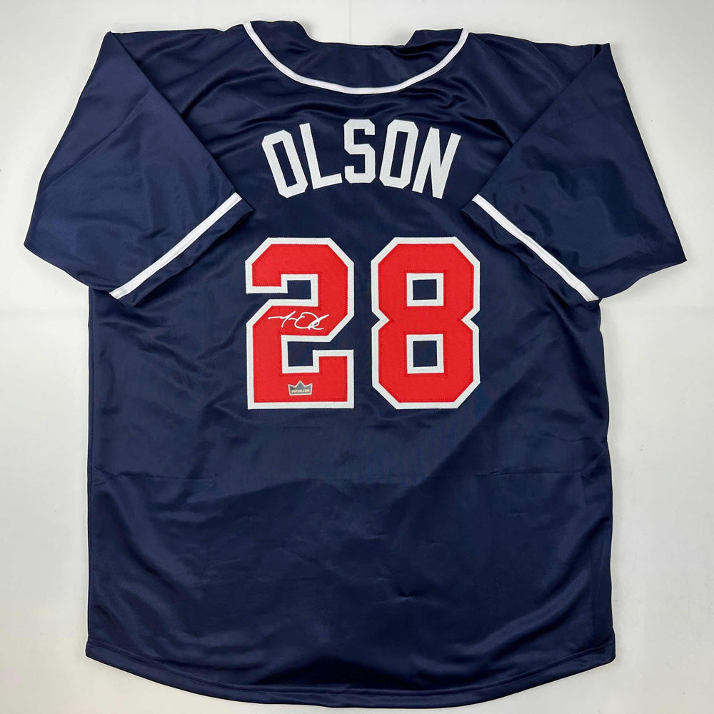 Facsimile Autographed Matt Olson Atlanta Blue Reprint Laser Auto Baseball Jersey Size Men's XL (ONLINE ORDER ONLY)