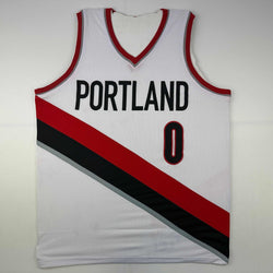 Facsimile Autographed Damian Lillard Portland White Reprint Laser Auto Basketball Jersey Size Men's XL (ONLINE ORDER ONLY)