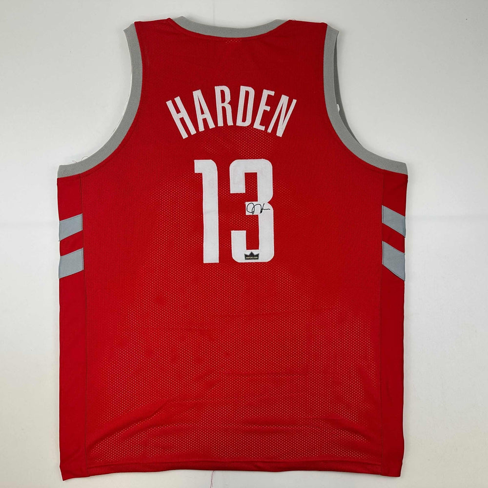 Facsimile Autographed James Harden Houston Red Reprint Laser Auto Basketball Jersey Size Men's XL (ONLINE ORDER ONLY)