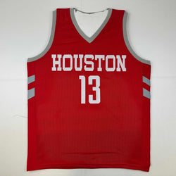 Facsimile Autographed James Harden Houston Red Reprint Laser Auto Basketball Jersey Size Men's XL (ONLINE ORDER ONLY)