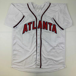 Facsimile Autographed Austin Riley Atlanta White Reprint Laser Auto Baseball Jersey Size Men's XL (ONLINE ORDER ONLY)