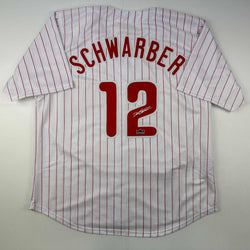 Facsimile Autographed Kyle Schwarber Philadelphia Pinstripe Reprint Laser Auto Baseball Jersey Size Men's XL (ONLINE ORDER ONLY)