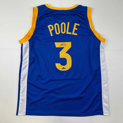 Facsimile Autographed Jordan Poole Golden State Blue Reprint Laser Auto Basketball Jersey Size Men's XL (ONLINE ORDER ONLY)
