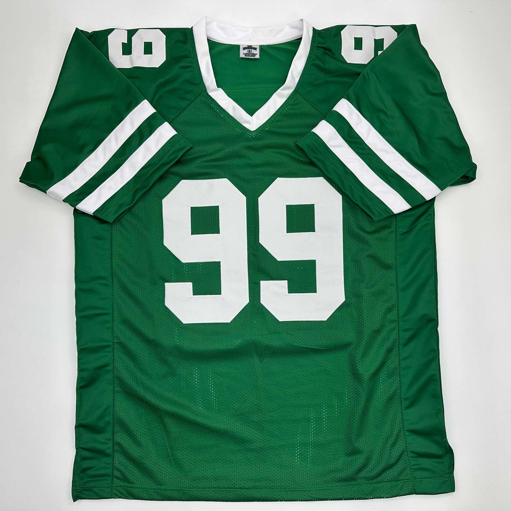 Facsimile Autographed Mark Gastineau New York Green Reprint Laser Auto Football Jersey Size Men's XL (ONLINE ORDER ONLY)