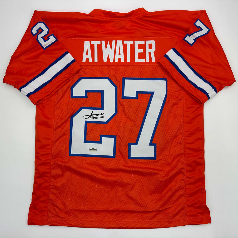 Facsimile Autographed Steve Atwater Denver Orange Reprint Laser Auto Football Jersey Size Men's XL (ONLINE ORDER ONLY)