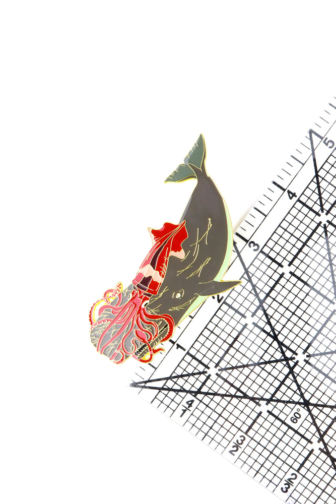Giant Squid vs. Sperm Whale Enamel Pin (Architeuthis dux vs. Physeter macrocephalus) (ONLINE ORDER ONLY)