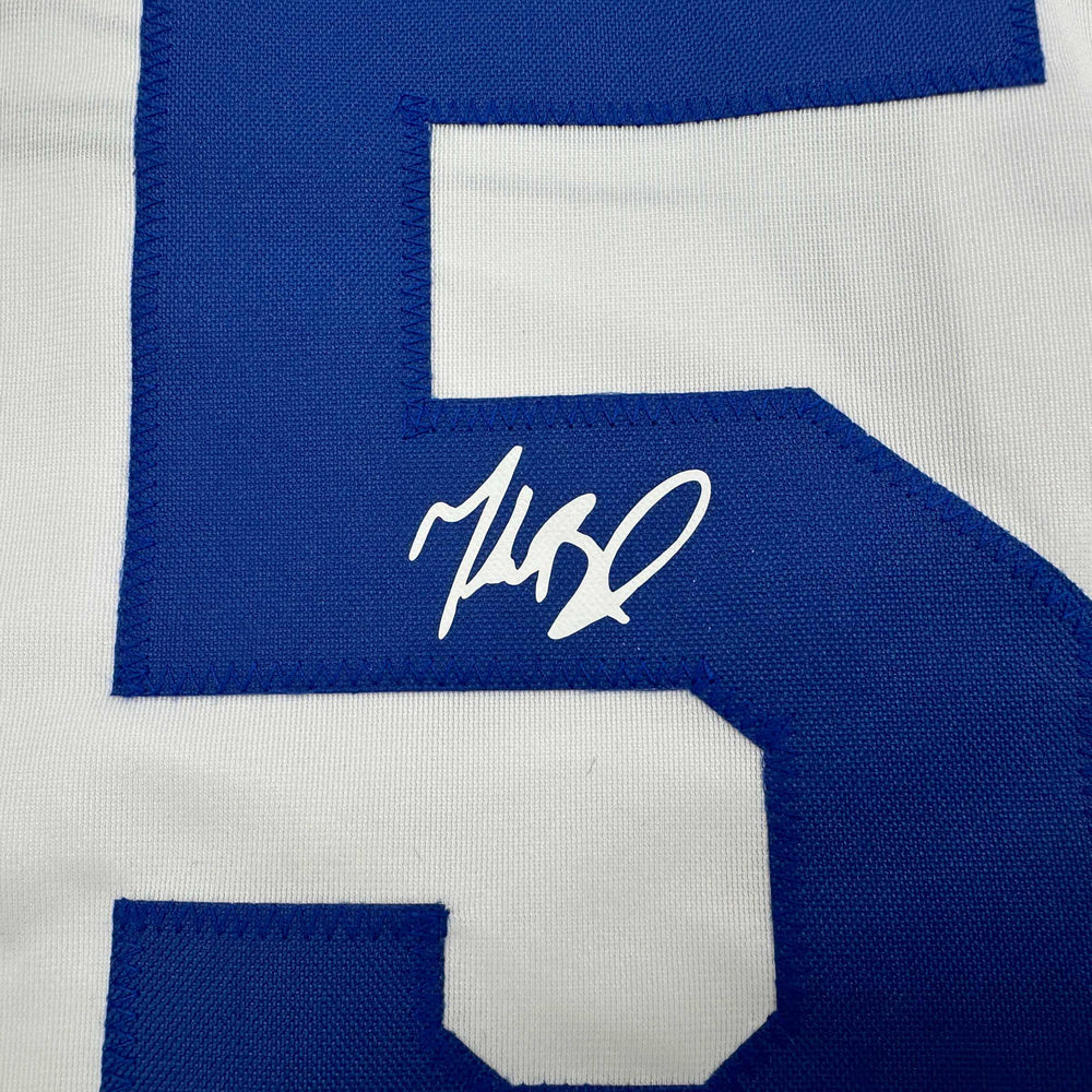 Facsimile Autographed Mookie Betts Los Angeles LA White Reprint Laser Auto Baseball Jersey Size Men's XL (ONLINE ORDER ONLY)