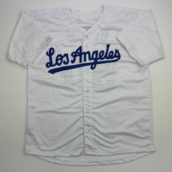 Facsimile Autographed Mookie Betts Los Angeles LA White Reprint Laser Auto Baseball Jersey Size Men's XL (ONLINE ORDER ONLY)