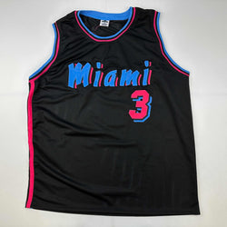 Facsimile Autographed Dwyane Wade Miami Black Vice City Reprint Laser Auto Basketball Jersey Size Men's XL (ONLINE ORDER ONLY)