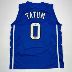 Facsimile Autographed Jayson Tatum Duke Blue Reprint Laser Auto College Basketball Jersey Size Men's XL (ONLINE ORDER ONLY)