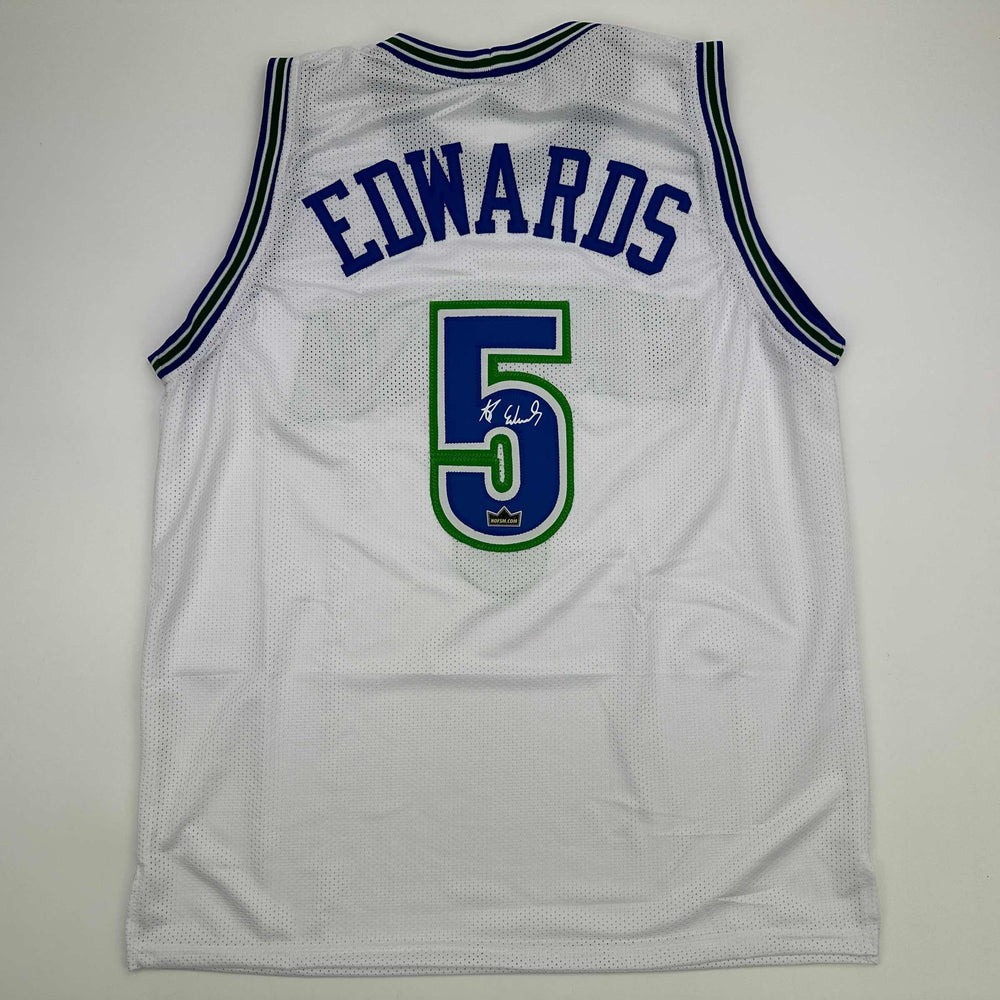 Facsimile Autographed Anthony Edwards Minnesota White Retro Reprint Laser Auto Basketball Jersey Size Men's XL (ONLINE ORDER ONLY)