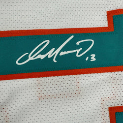 Framed Facsimile Autographed Dan Marino 35x39 Miami White Reprint Laser Auto Football Jersey (ONLINE ORDER ONLY)