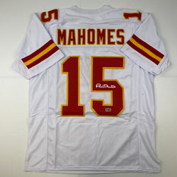 Facsimile Autographed Patrick Mahomes Kansas City White Reprint Laser Auto Football Jersey Size Men's XL (ONLINE ORDER ONLY)