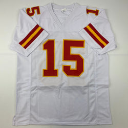Facsimile Autographed Patrick Mahomes Kansas City White Reprint Laser Auto Football Jersey Size Men's XL (ONLINE ORDER ONLY)