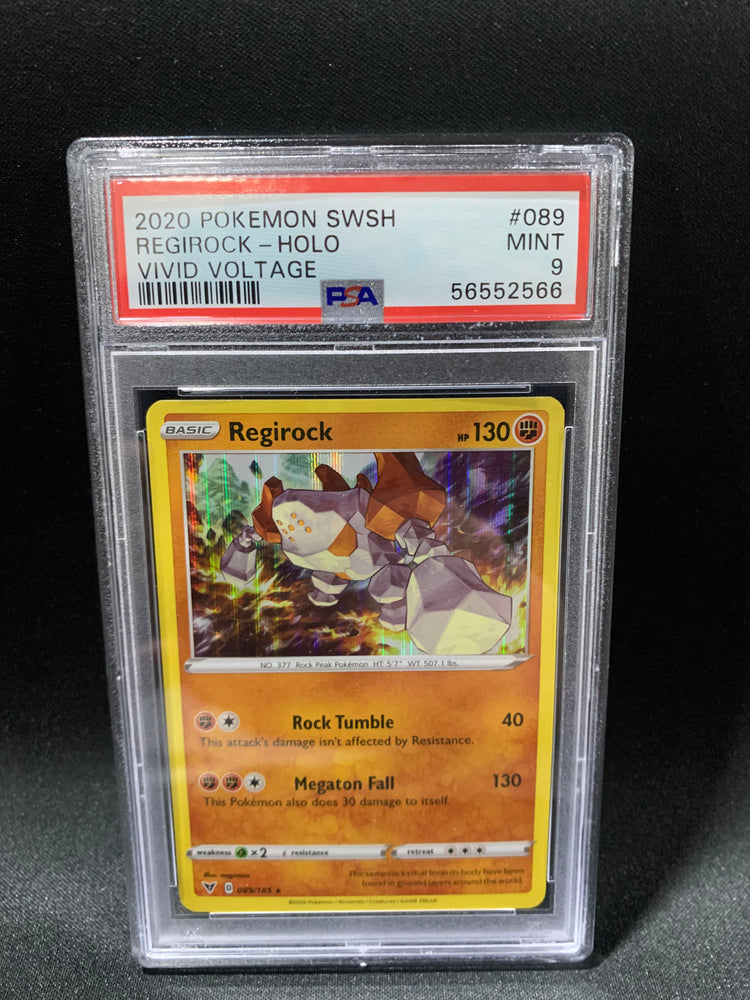 2020 POKEMON SWORD & SHIELD VIVID VOLTAGE REGIROCK-HOLO #89 - PSA MINT 9 (Online Order Only)