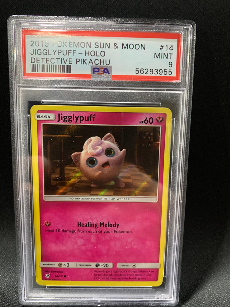 2019 POKEMON SUN & MOON DETECTIVE PIKACHU JIGGLYPUFF-HOLO #14 - PSA MINT 9 (Online Order Only)