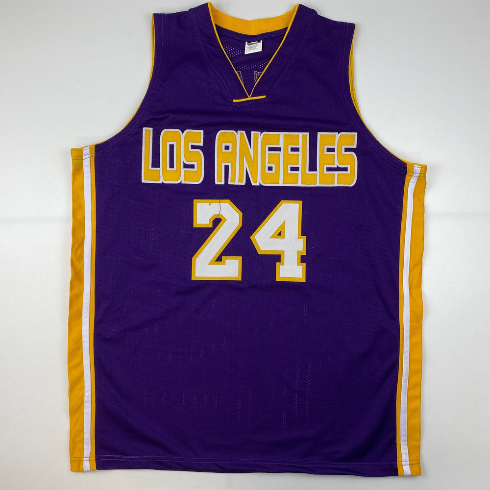 Facsimile Autographed Kobe Bryant #24 Los Angeles LA Purple Reprint Laser Auto Basketball Jersey Size Men's XL (ONLINE ORDER ONLY)