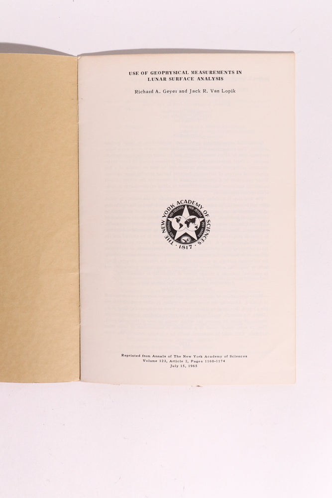 Use of Geophysical Measurements in Lunar Surface Analysis (ONLINE ORDER ONLY)