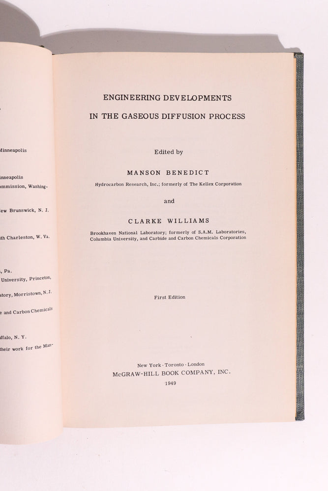 Engineering Developments in the Gaseous Diffusion Process, First Edition (ONLINE ORDER ONLY)
