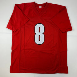 Facsimile Autographed Lamar Jackson Louisville Red Reprint Laser Auto College Football Jersey Size Men's XL (ONLINE ORDER ONLY)