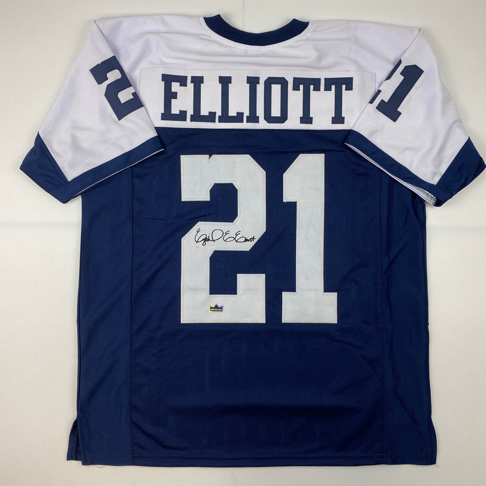 Facsimile Autographed Ezekiel Elliott Dallas Thanksgiving Day Reprint Laser Auto Football Jersey Size Men's XL (ONLINE ORDER ONLY)