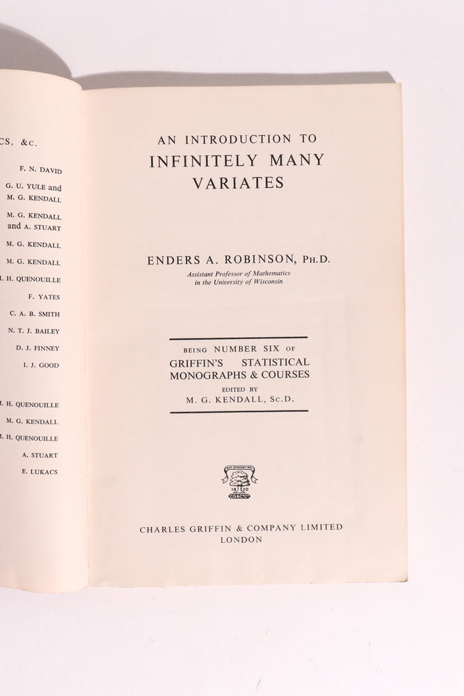 An Introduction to Infinitely Many Variates — Enders A. Robinson (ONLINE ORDER ONLY)