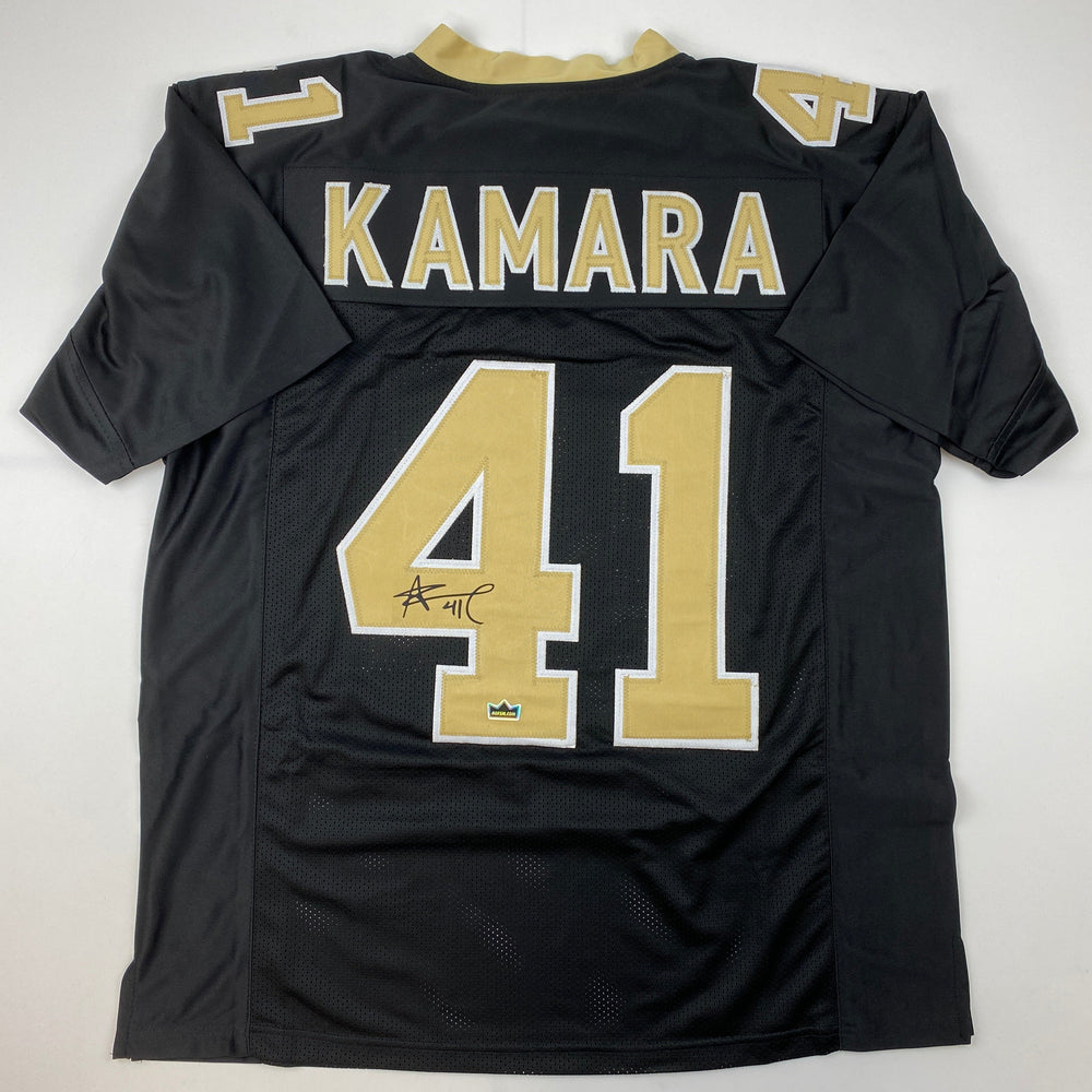 Facsimile Autographed Alvin Kamara New Orleans Black Reprint Laser Auto Football Jersey Size Men's XL (ONLINE ORDER ONLY)