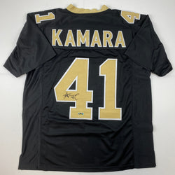 Facsimile Autographed Alvin Kamara New Orleans Black Reprint Laser Auto Football Jersey Size Men's XL (ONLINE ORDER ONLY)