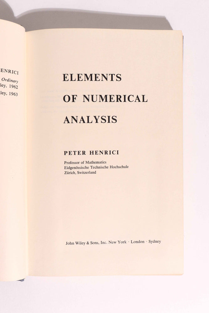 Elements of Numerical Analysis — Peter Henrici, First Edition 1964 (ONLINE ORDER ONLY)