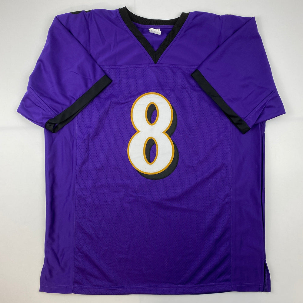 Facsimile Autographed Lamar Jackson Baltimore Purple Reprint Laser Auto Football Jersey Size Men's XL (ONLINE ORDER ONLY)