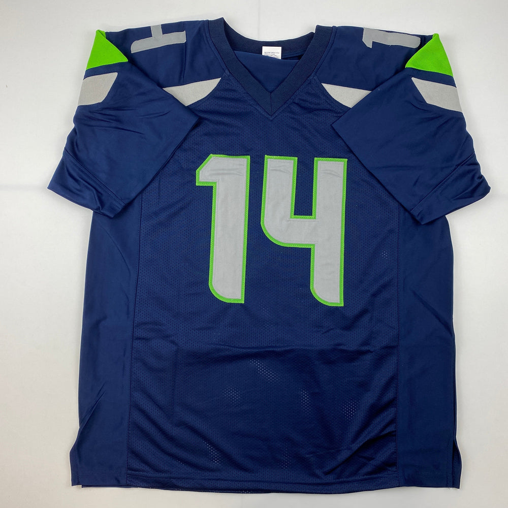 Facsimile Autographed D.K. DK Metcalf Seattle Blue Reprint Laser Auto Football Jersey Size Men's XL (ONLINE ORDER ONLY)