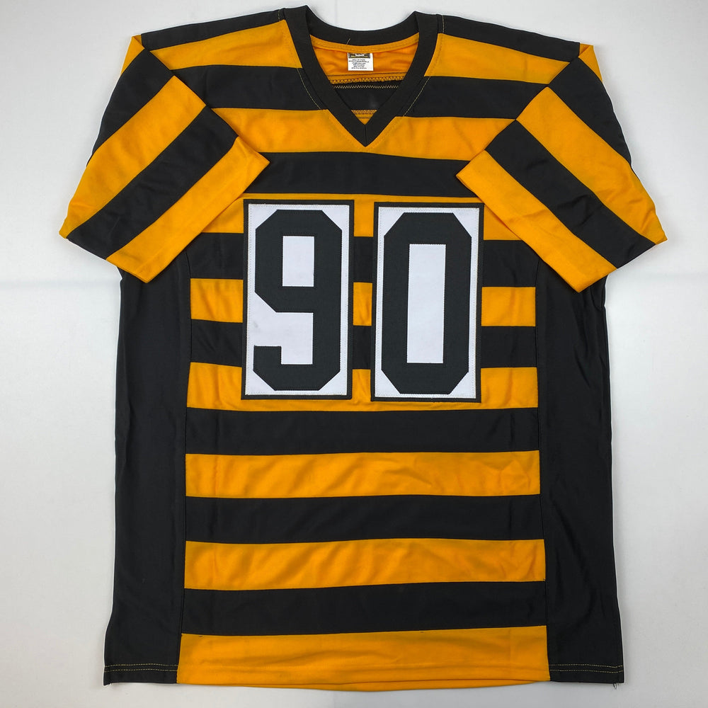 Facsimile Autographed T.J. TJ Watt Pittsburgh Bumble Bee Reprint Laser Auto Football Jersey Size Men's XL (ONLINE ORDER ONLY)