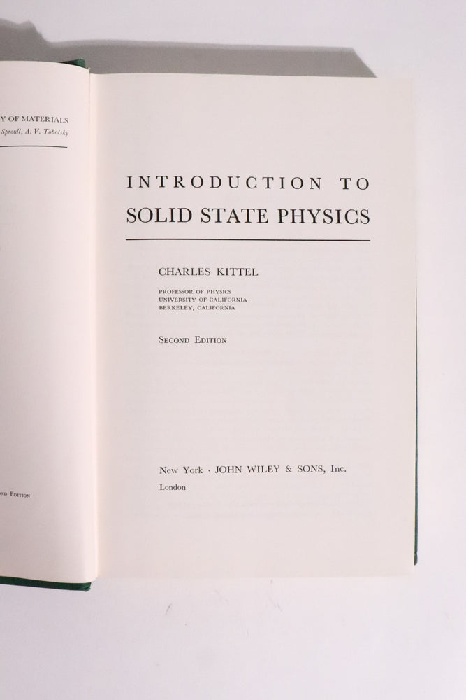 Introduction to Solid State Physics — Charles Kittel, 1963 (ONLINE ORDER ONLY)