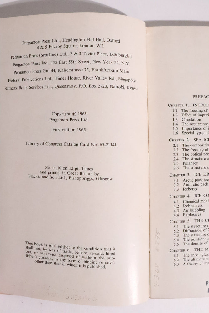 The Physics of Ice — E. R. Pounder, First Edition, 1965 (ONLINE ORDER ONLY)
