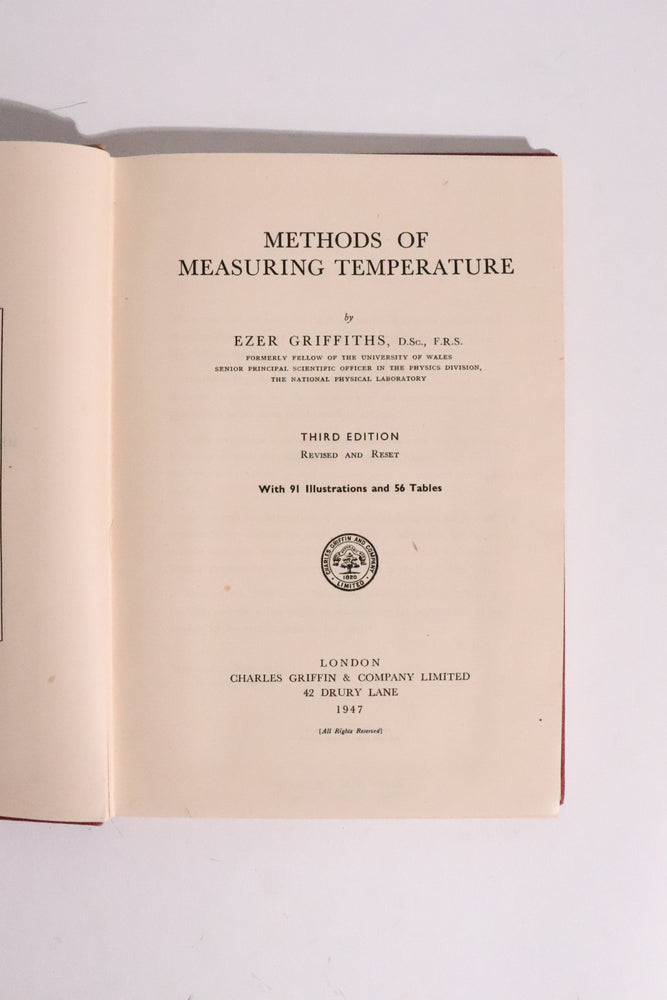 Methods of Measuring Temperature — Ezer Griffiths, 1947 (ONLINE ORDER ONLY)