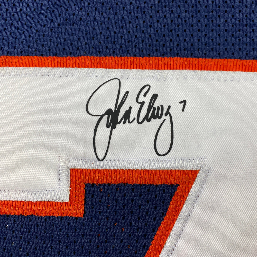 Facsimile Autographed John Elway Denver Blue Reprint Laser Auto Football Jersey Size Men's XL (ONLINE ORDER ONLY)