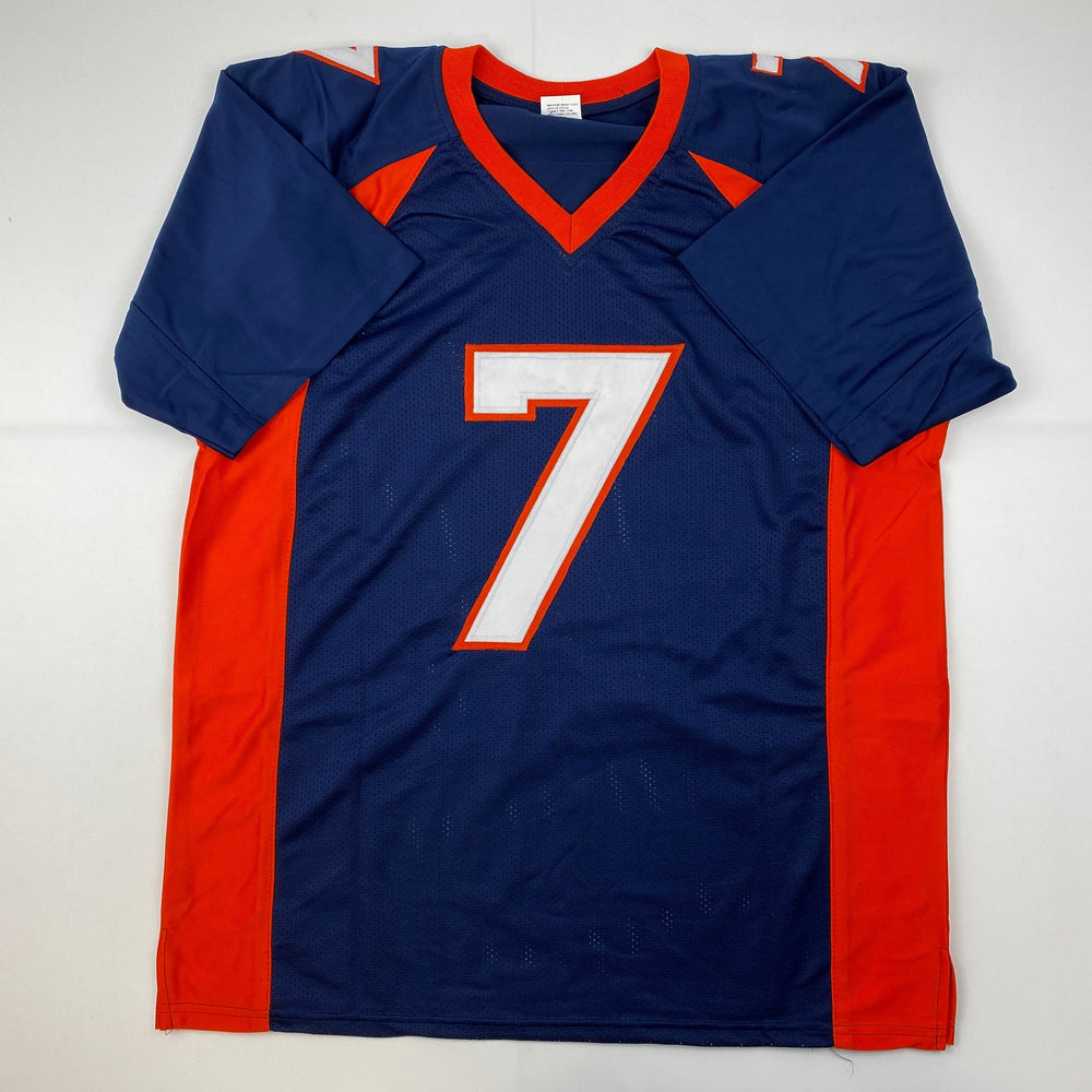 Facsimile Autographed John Elway Denver Blue Reprint Laser Auto Football Jersey Size Men's XL (ONLINE ORDER ONLY)