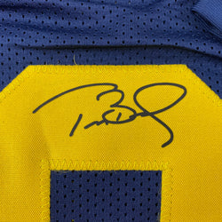 Facsimile Autographed Tom Brady Michigan Blue Reprint Laser Auto College Football Jersey Size Men's XL (ONLINE ORDER ONLY)