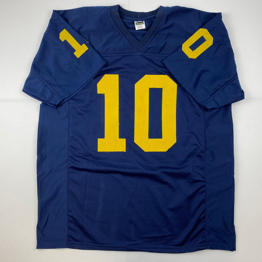 Facsimile Autographed Tom Brady Michigan Blue Reprint Laser Auto College Football Jersey Size Men's XL (ONLINE ORDER ONLY)