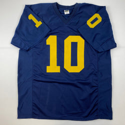 Facsimile Autographed Tom Brady Michigan Blue Reprint Laser Auto College Football Jersey Size Men's XL (ONLINE ORDER ONLY)