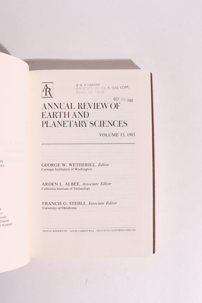 Annual Review of Earth and Planetary Sciences, Volume 13 (1985) — Cosmic Dust, Lunar Magma Ocean & Ancient Earth (ONLINE ORDER ONLY)