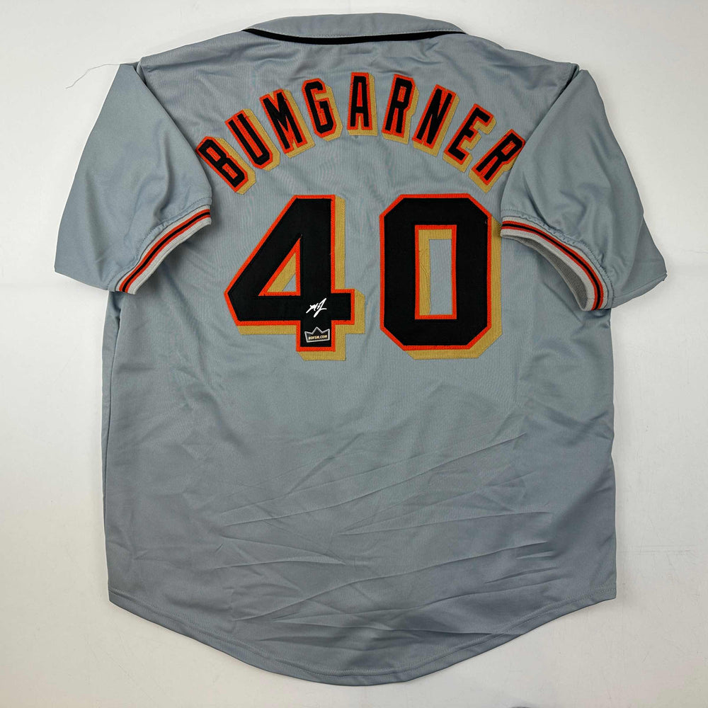 Facsimile Autographed Madison Bumgarner San Francisco Grey Reprint Laser Auto Baseball Jersey Size Men's XL (ONLINE ORDER ONLY)