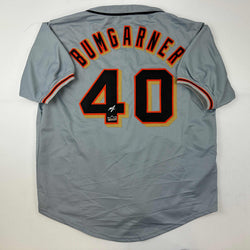 Facsimile Autographed Madison Bumgarner San Francisco Grey Reprint Laser Auto Baseball Jersey Size Men's XL (ONLINE ORDER ONLY)