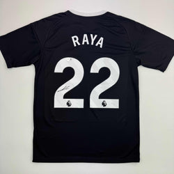 Autographed/Signed David Raya Arsenal Black Soccer Jersey Beckett BAS COA (ONLINE ORDER ONLY)