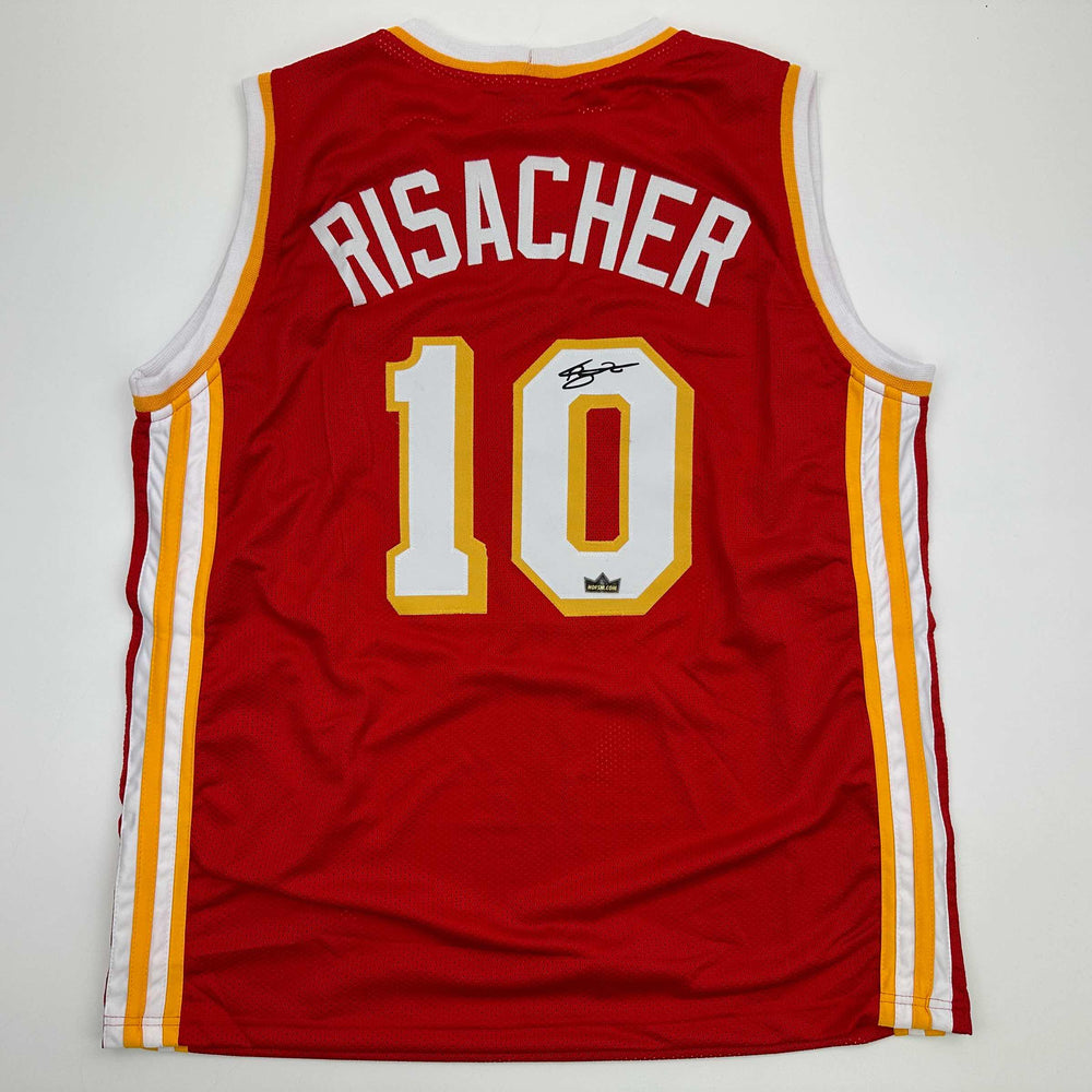 Facsimile Autographed Zaccharie Risacher Atlanta Red Reprint Laser Auto Basketball Jersey Size Men's XL (ONLINE ORDER ONLY)