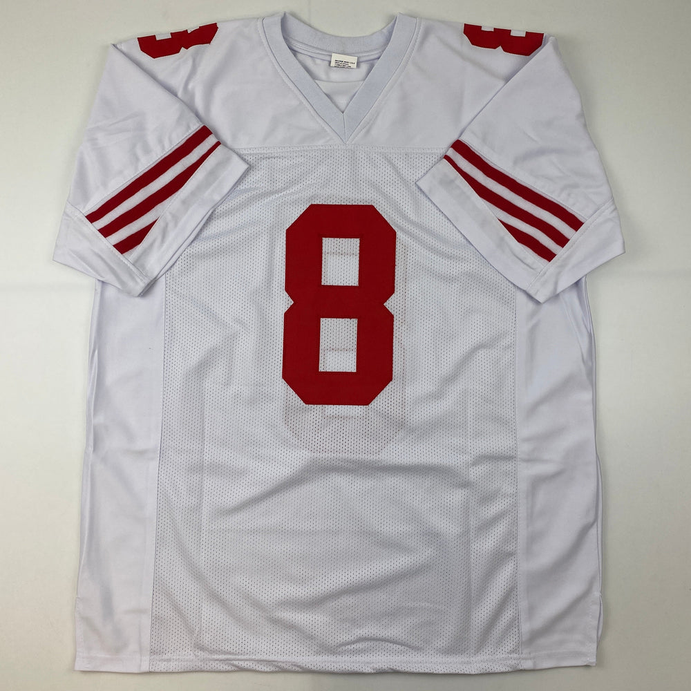 Facsimile Autographed Steve Young San Francisco White Reprint Laser Auto Football Jersey Size Men's XL (ONLINE ORDER ONLY)