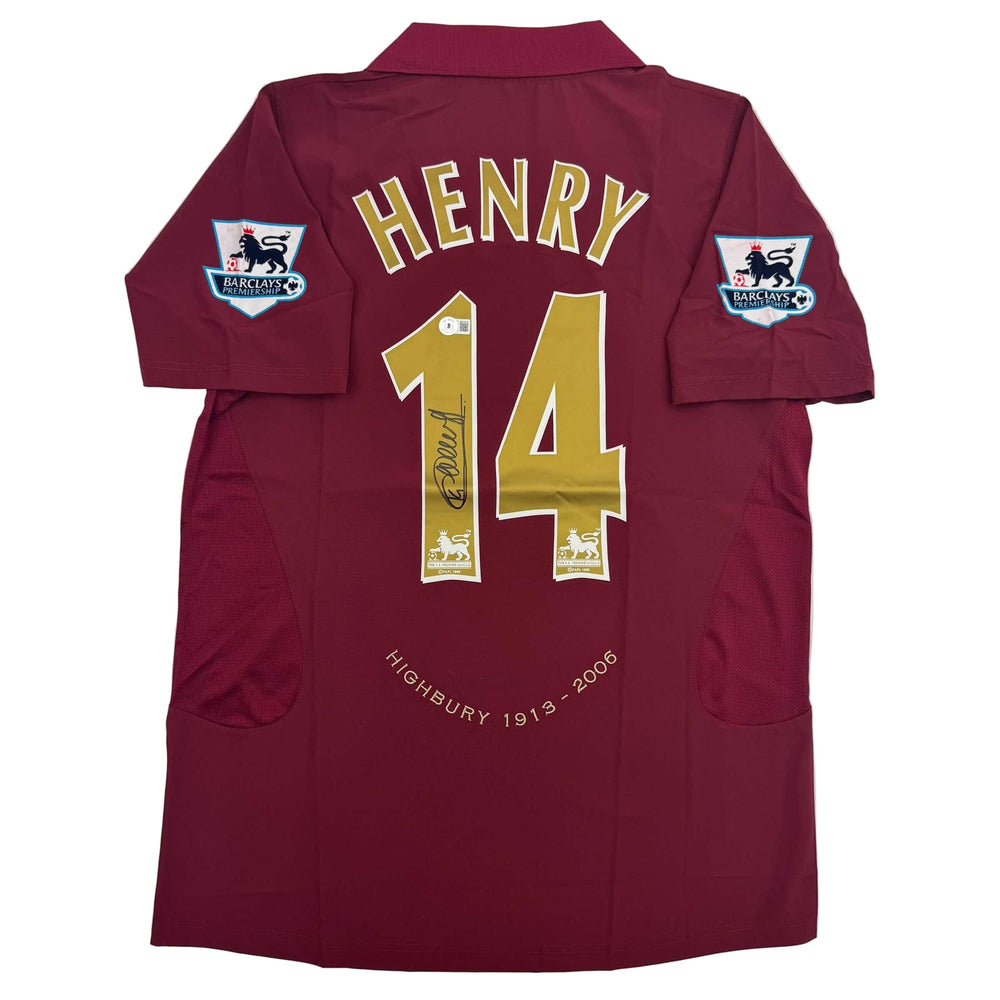 Autographed/Signed Thierry Henry Arsenal Red Soccer Jersey Beckett BAS COA (ONLINE ORDER ONLY)