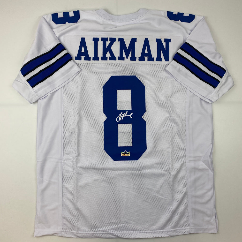 Facsimile Autographed Troy Aikman Dallas White Reprint Laser Auto Football Jersey Size Men's XL (ONLINE ORDER ONLY)