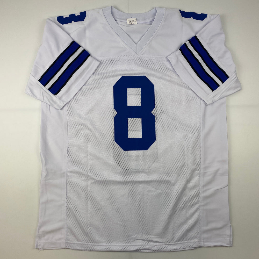 Facsimile Autographed Troy Aikman Dallas White Reprint Laser Auto Football Jersey Size Men's XL (ONLINE ORDER ONLY)