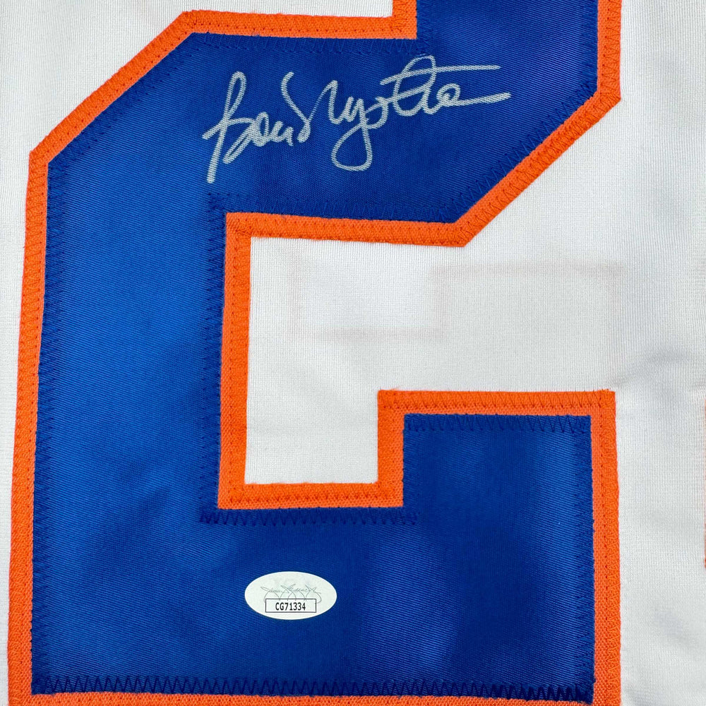 Autographed/Signed Bob Nystrom New York White Hockey Jersey JSA COA (ONLINE ORDER ONLY)